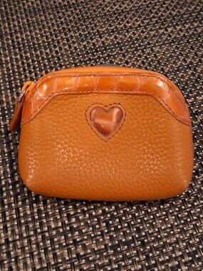 Brighton Vintage Genuine Orange Leather Zip Coin Purse